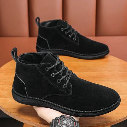 Men's Chelsea Boots Lace-Up Suede Black Ankle Boots