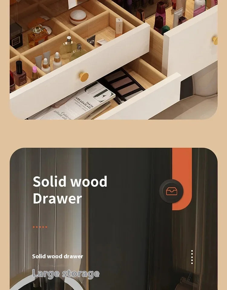 Makeup Luxury Dressing Table Mirror Led Light Salon White Dressing Table Storage Bedroom Comoda Pra Quarto Home Furniture