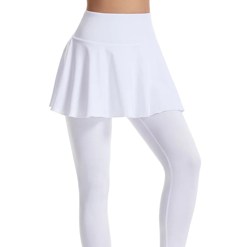 VITALINOVO Tennis Skirted Leggings with Pocket for Women High Waisted Active Skort Active Ruffle Pleated Golf Skapri with Skirt
