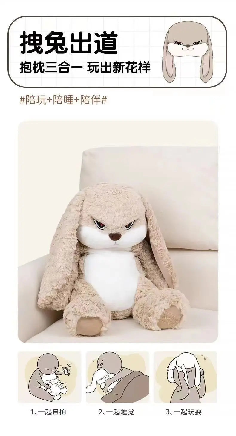 Large Size Angry Rabbit Plush Toy Cute Animal Plushie Doll Kawaii Stuffed Soft Toys Model Room Decor Birthday Gifts