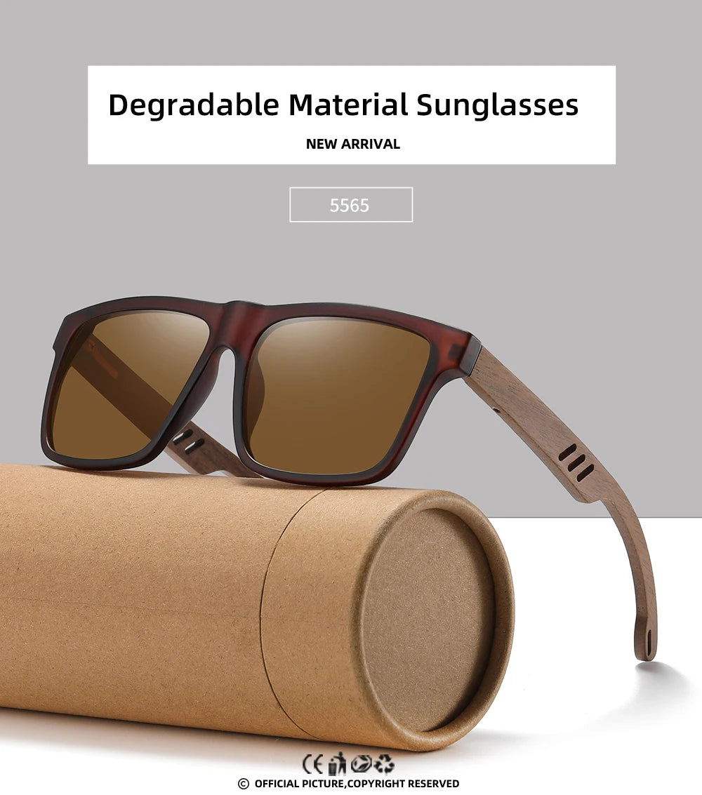 GM New Arrivals Black Wooden Polarized Sunglasses for Men Bamboo Sunglasses Red UV400 Lenses Fashion Driving Shades S5565