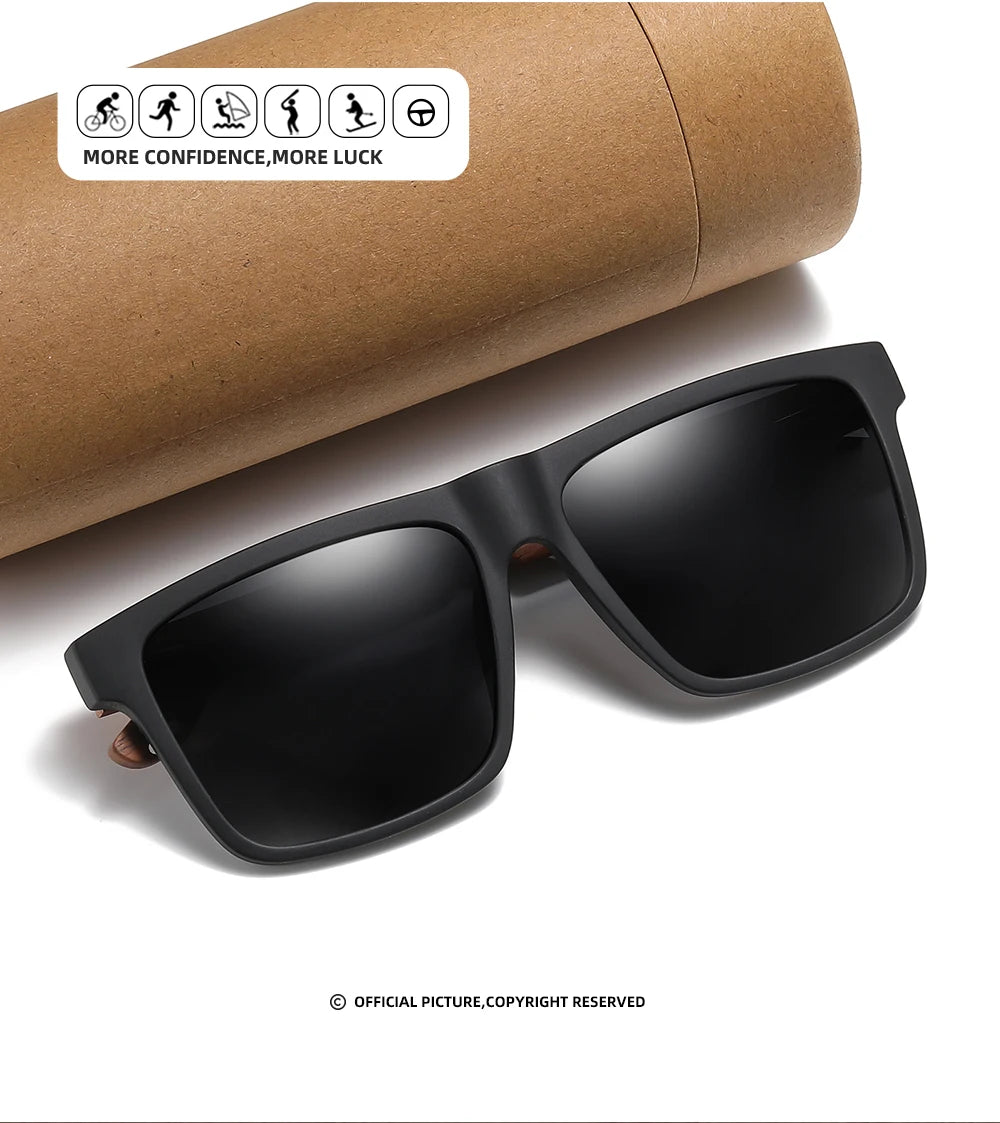 GM New Arrivals Black Wooden Polarized Sunglasses for Men Bamboo Sunglasses Red UV400 Lenses Fashion Driving Shades S5565
