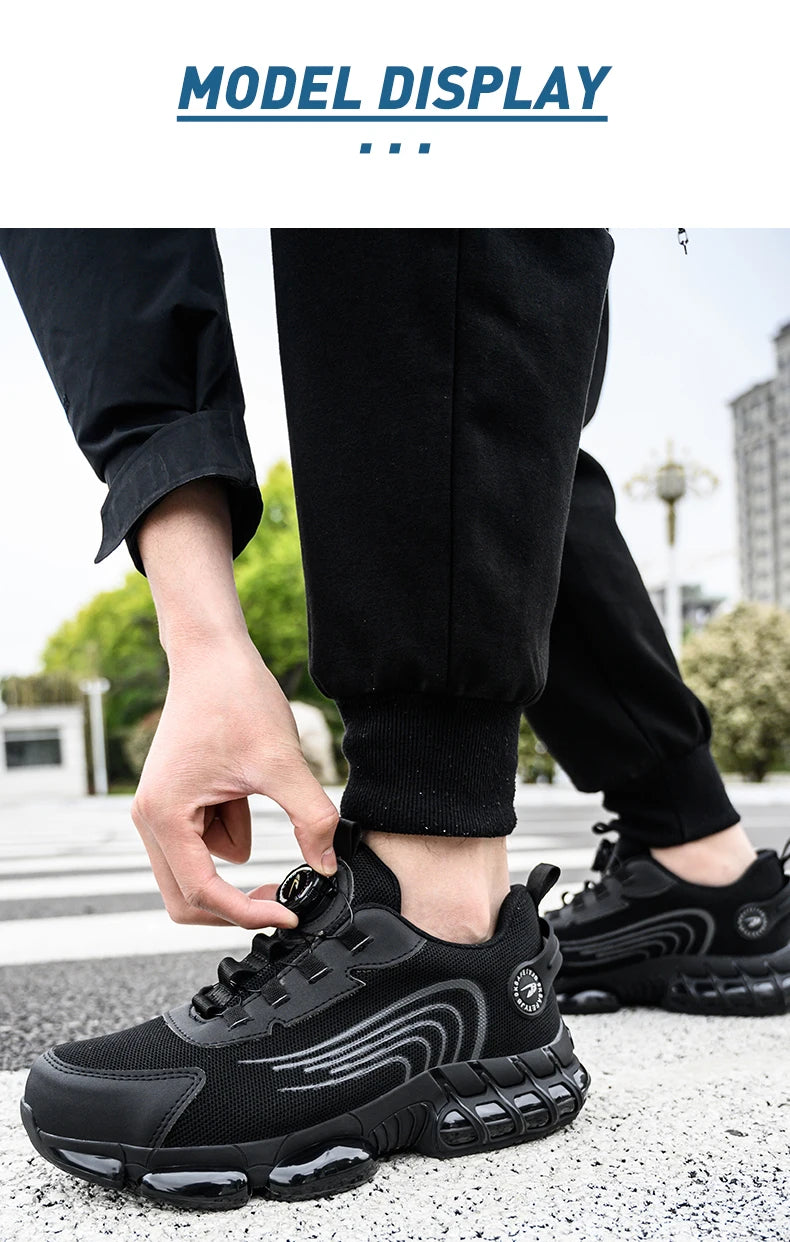 Rotating Button Safety Shoes Men For Work Sneakers Shoes Anti smash Puncture-Proof Protective Men Shoes Steel Toe Work Boots
