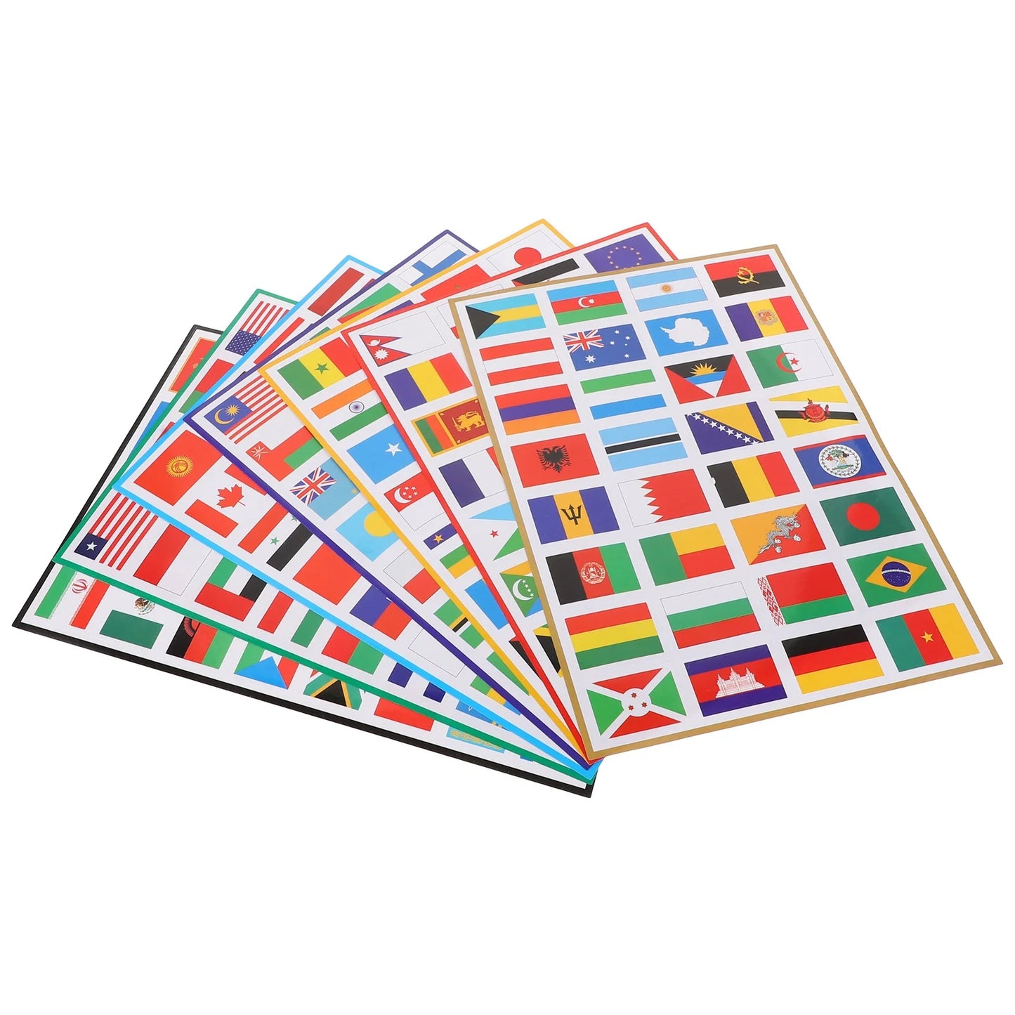 224PCS World Flags Stickers - 7 Sheets, Multi-Country Map & Football Team Decals for Travel, World Cup, Face & Laptop Decor
