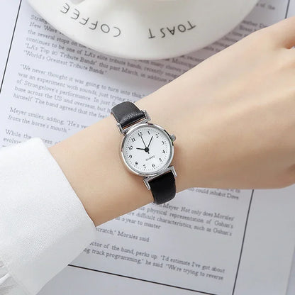 Women’s Fashion Quartz Watch with Small Dial – Elegant Leather Strap Casual Timepiece