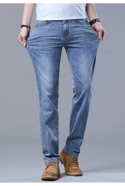 Men's Slim Jeans Denim Pants With Stretch Light Blue