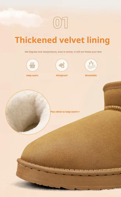 Men's Snow Boots Suede Leather Mid-Calf Slip-On 36-45