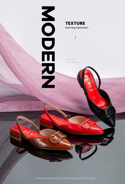 Women's Ankle-Wrap Sandals PU Upper Black Flat Sole