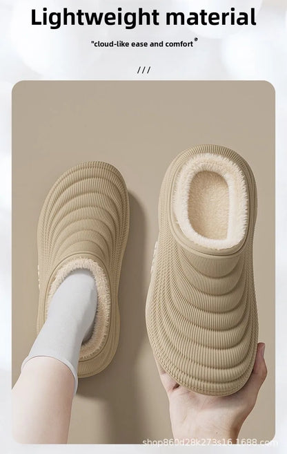 Waterproof Indoor Slippers For Men EVA Sole Fleece Lined Non Slip Winter