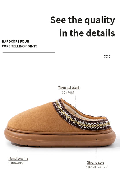 Men's Plush Slippers Indoor House Shoes With EVA Sole And Flannel Lining