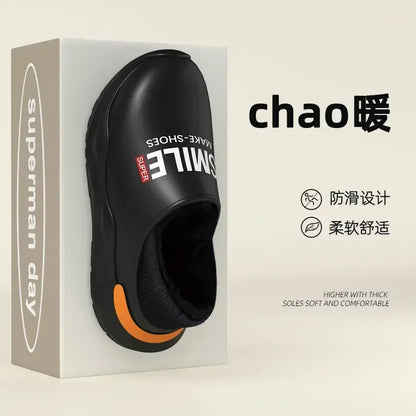 Mens Slippers Winter Warm Shearling Lining Indoor Outdoor Rubber Insole