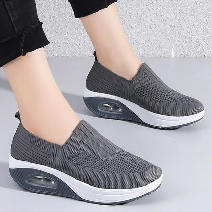 Vulcanized Platform Sneakers for Women Solid Color Casual Walking Shoes