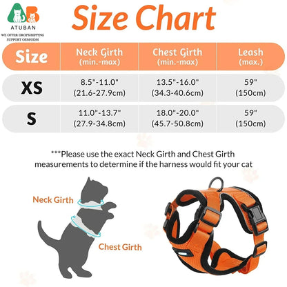 Cat Harness And Leash Set, Soft Adjustable Vest, Escape-Proof, Reflective Strips