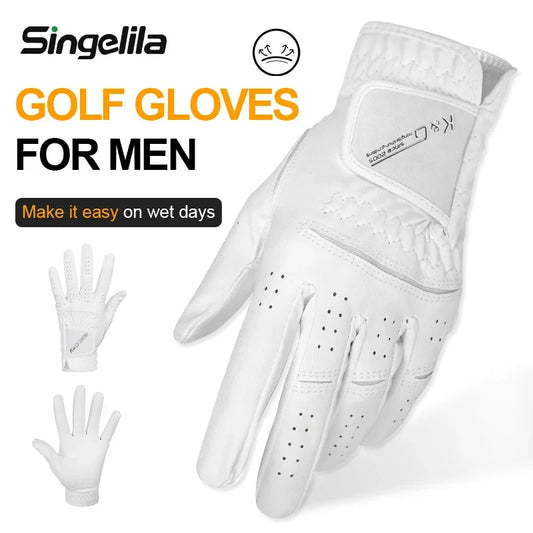 High Quality Golf Gloves Men's Gloves Left Hand Soft White Dark Grey Swing Training Granules Breathable Namib Gloves Non-slip