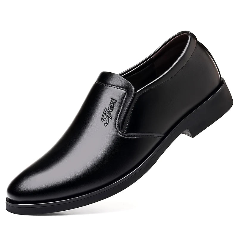Men's Leather Slip On Formal Shoes Black For Office Use