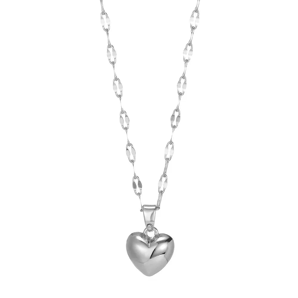 Stainless Steel Love Heart Necklace For Women 2025 New Trendy Lip Chain Simple Pendant Necklace Jewelry free shipping