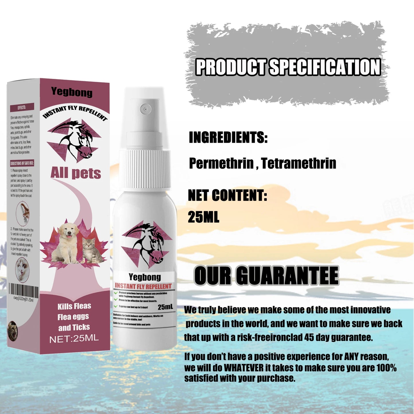 Fast Acting Flea and Tick Spray for Dogs and Cats Flea Treatment for Dogs Tick Repellent Spray Anti Itch Spray Safe & Effective