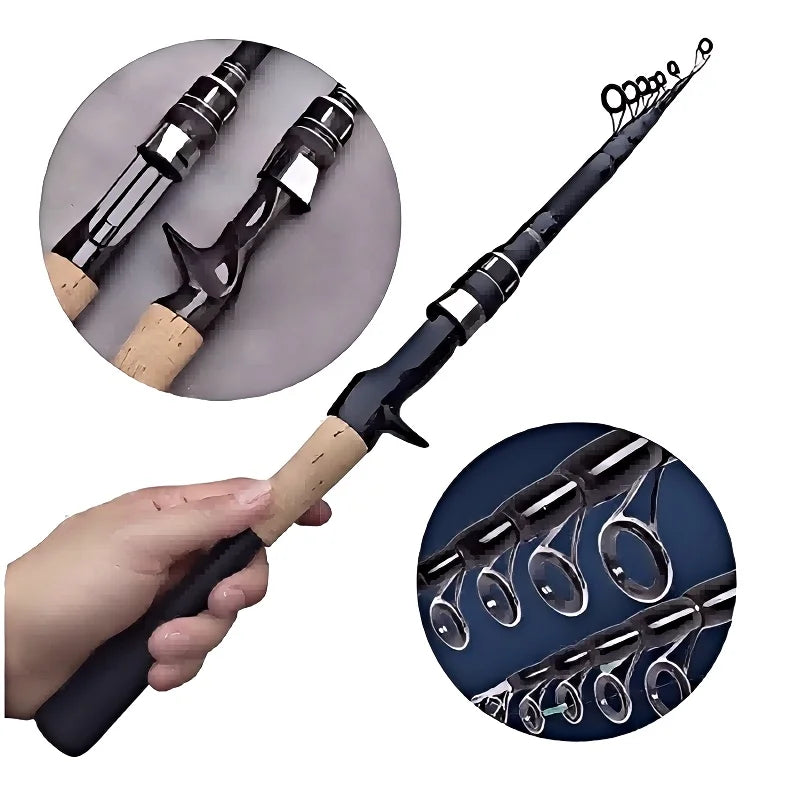 Telescopic Lure Rod 1.5M 1.8M 2.1M 2.4M Carbon Spinning Rod Baitcasting Fishing Pole 8g-25g Wooden Handle Casting Fishing Tackle