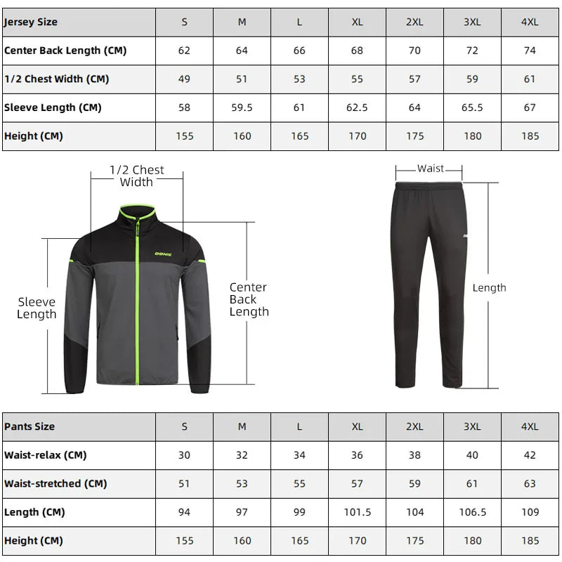 DONIC Table Tennis Clothing Suit Men Women Sports Jersey Workout Running Pants Spring Autumn Ping Pong Clothes Set