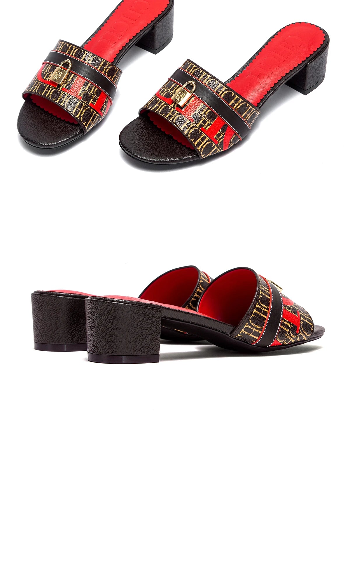 CHCH Women's Heels Sandals Low Block Chunky Heeled Sandals Slide Sandals Slip on Comfortable Casual Pumps Shoes 5cm