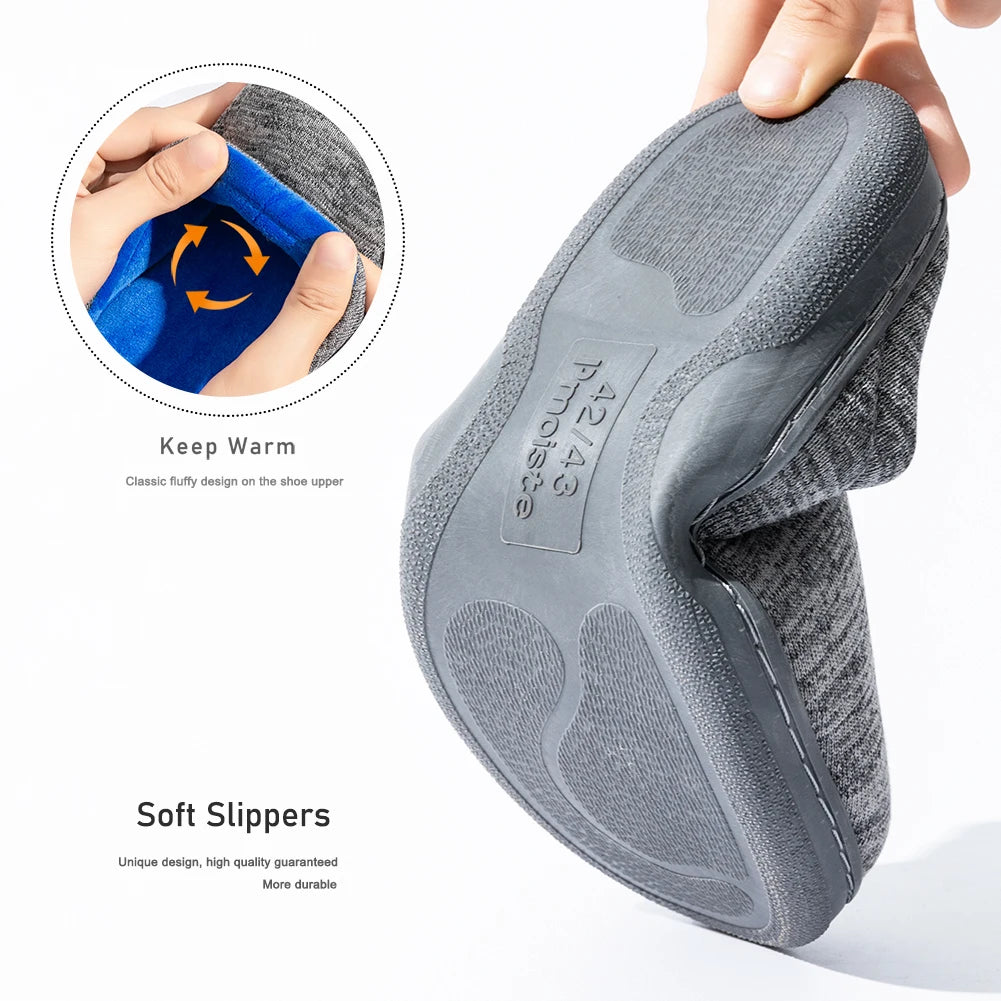 Knitted Embroidered Indoor Slippers For Men With Memory Foam