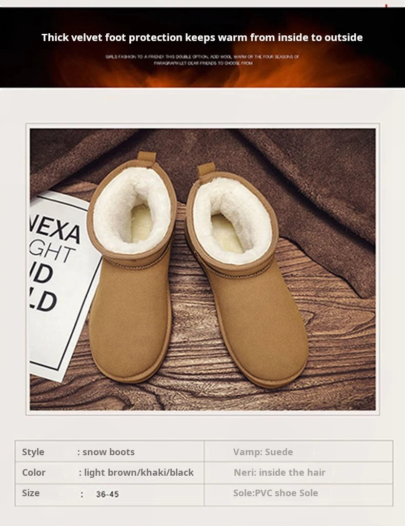 Men's Snow Boots Suede Leather Mid-Calf Slip-On 36-45