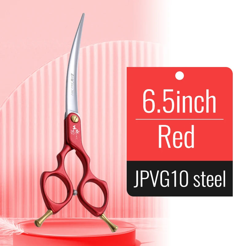 Premium Dog Grooming Curved Scissors – Alloy Handle, 440C Stainless Steel, Professional Pet Shears