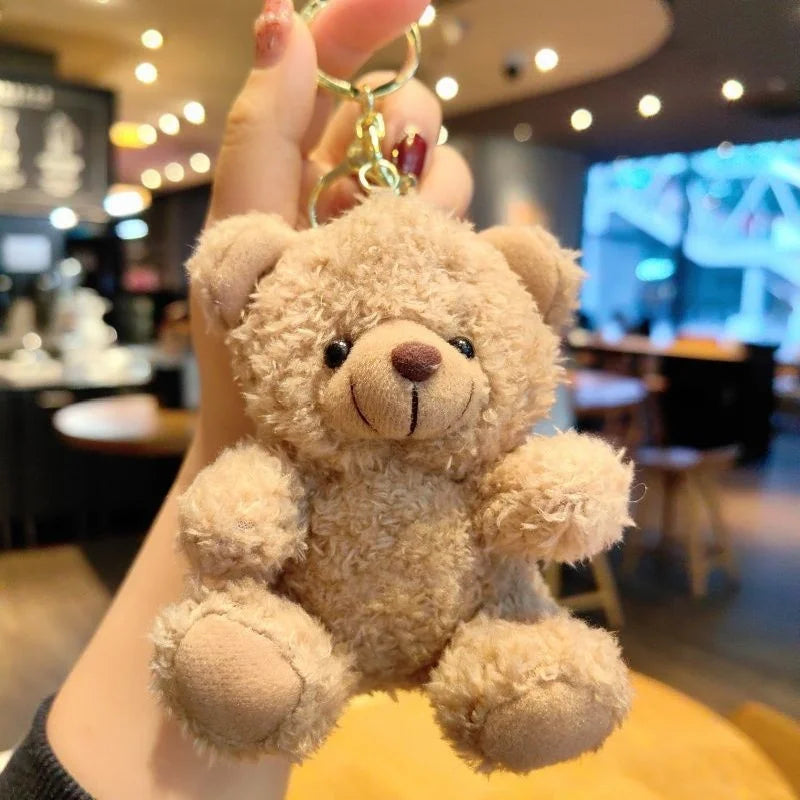Cute Plush Bear Keychain – Small Sitting Doll Bag Pendant, 4 Colors