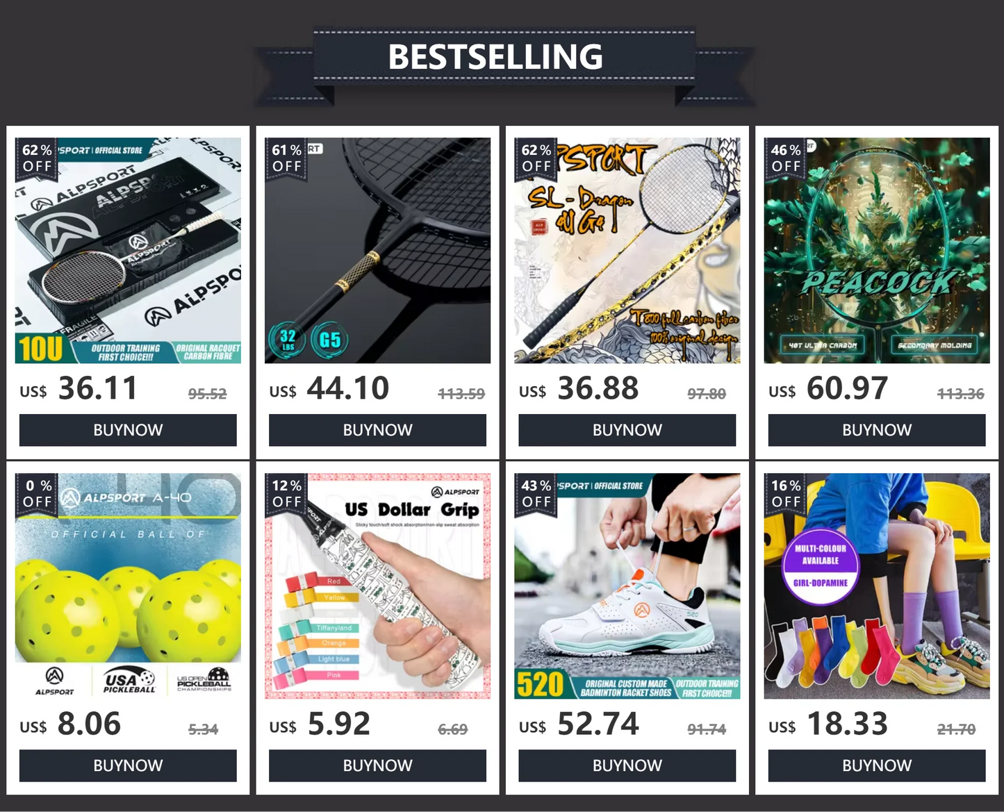 ALPSPORT Carbon Fiber Tennis Racket T800 18K-Professional Grade with Bag&Strap Lightweight Training Racquet for Adults Men&Women