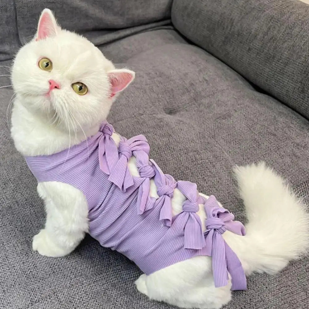 Cat Recovery Suit Breathable Recovery Suit For Cats Soft Vest Onesie Jacket For Spay Wound Lick Prevention Pet Home Indoor