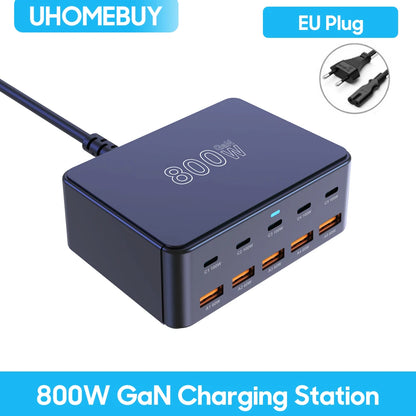 800W USB C GaN Charger Multiport PD3.0 PPS QC3.0 Fast Charging Station