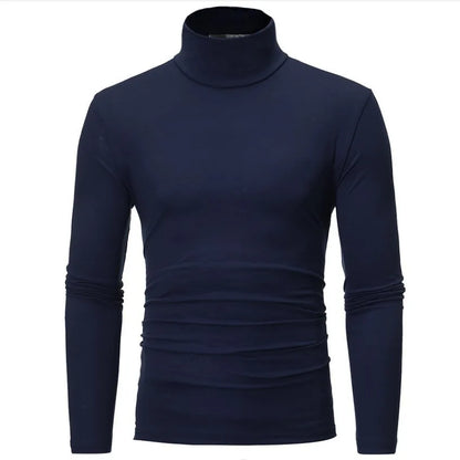 Thermal Underwear Top For Men High Neck Long Sleeve Slim Fit Polyester