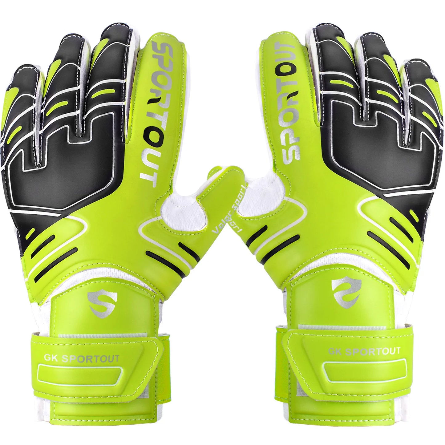 Sportout Youth&Adult Goalie Goalkeeper Gloves,Strong Grip for The Toughest Saves, with Fingerave& 4+3MM Latex