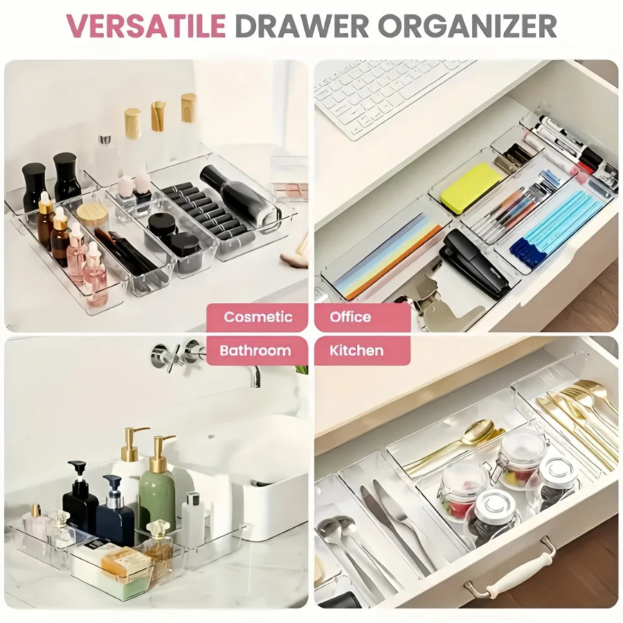 4/7/8pcsTransparent Cosmetic Storage Boxes, Drawer Built-in Separation and Organizing Box, Desktop Office Stationery Storage Box