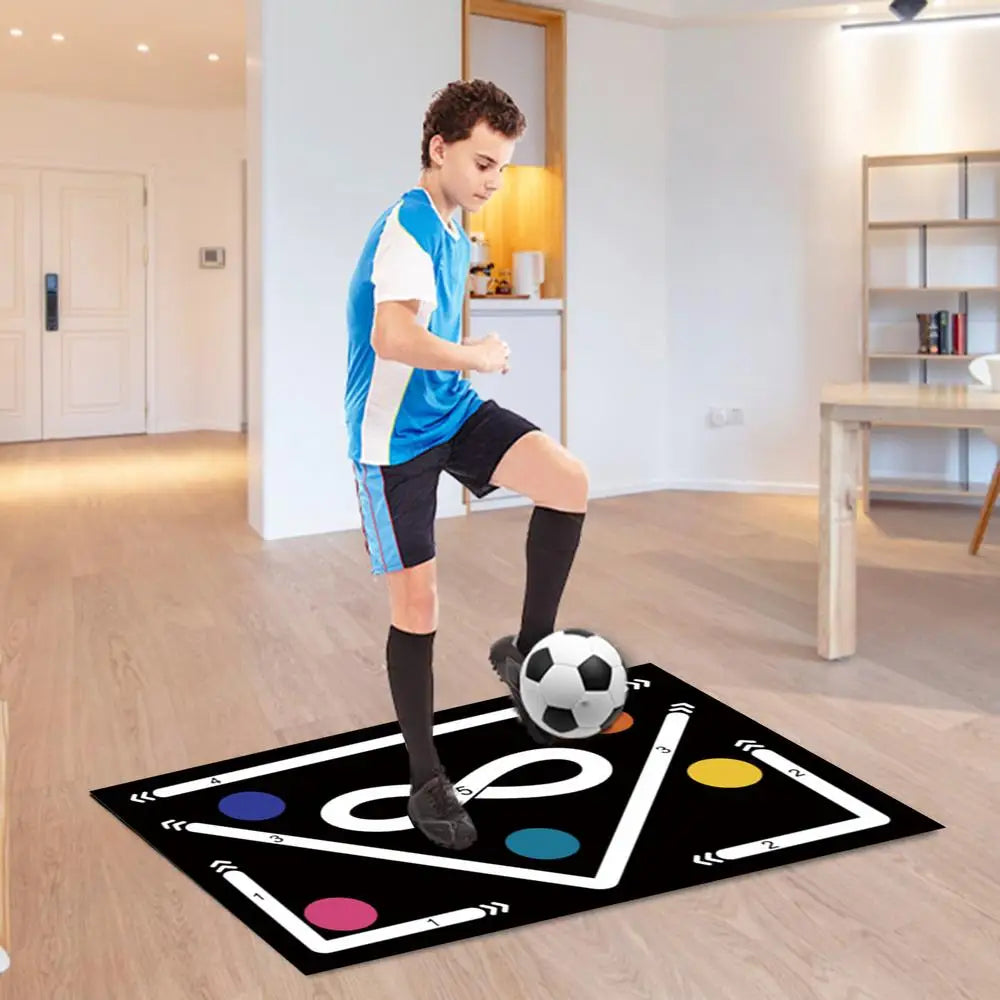 Soccer Training Drills Mat Rubber Non Slip Exercise Mat 23.6x35.4in Football Training Pad Footstep System Training Blanket for