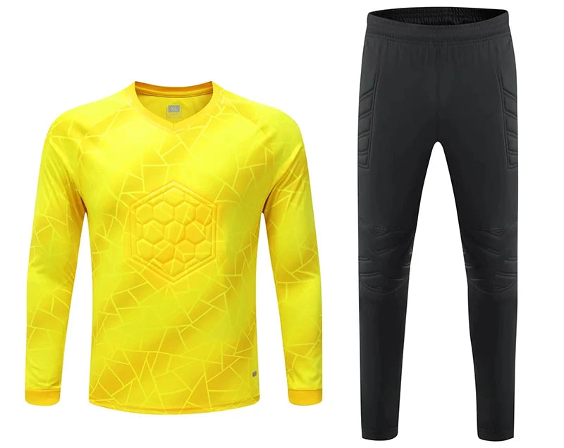 Men Kid 2024 Soccer Goalkeeper Uniform Protective Sponge Long Sleeve Football Training Goalkeeper Top Soccer Jersey Pants Custom