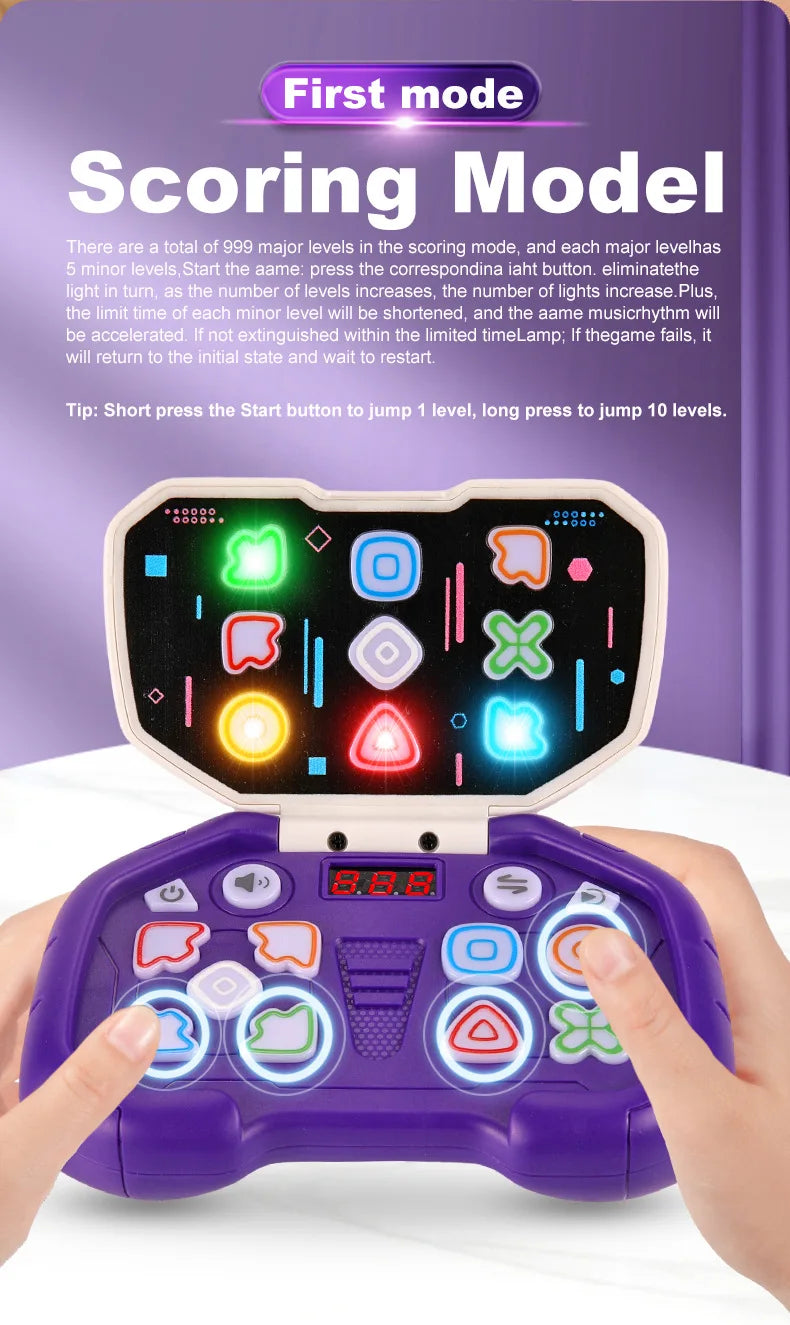 Electronic Music Rhythm Puzzle Game Machine Montessori Pockets Travel Toy Light Up Educational Sensory Fast Push Table Game