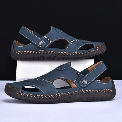 Men's Sandals Bonded Leather Breathable Slip-On Anti-Skid Outdoor Beach