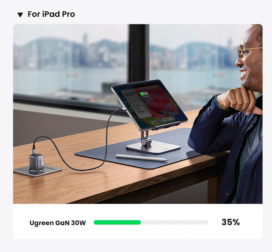 UGREEN GaN 30W Fast Charger for iPhone 15 14 13  PD3.0 Charger for iPad Pro samsung Xiaomi Type C Mobile Phone Charger