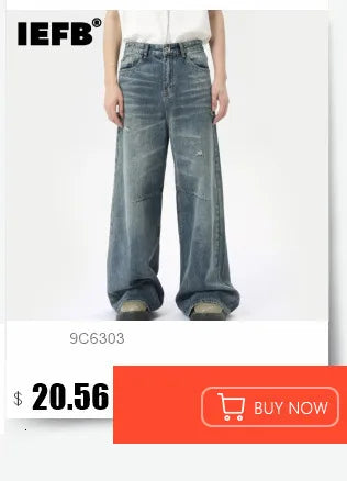 Men's Wide Leg Denim Jeans Casual Vintage Washed Old Blue