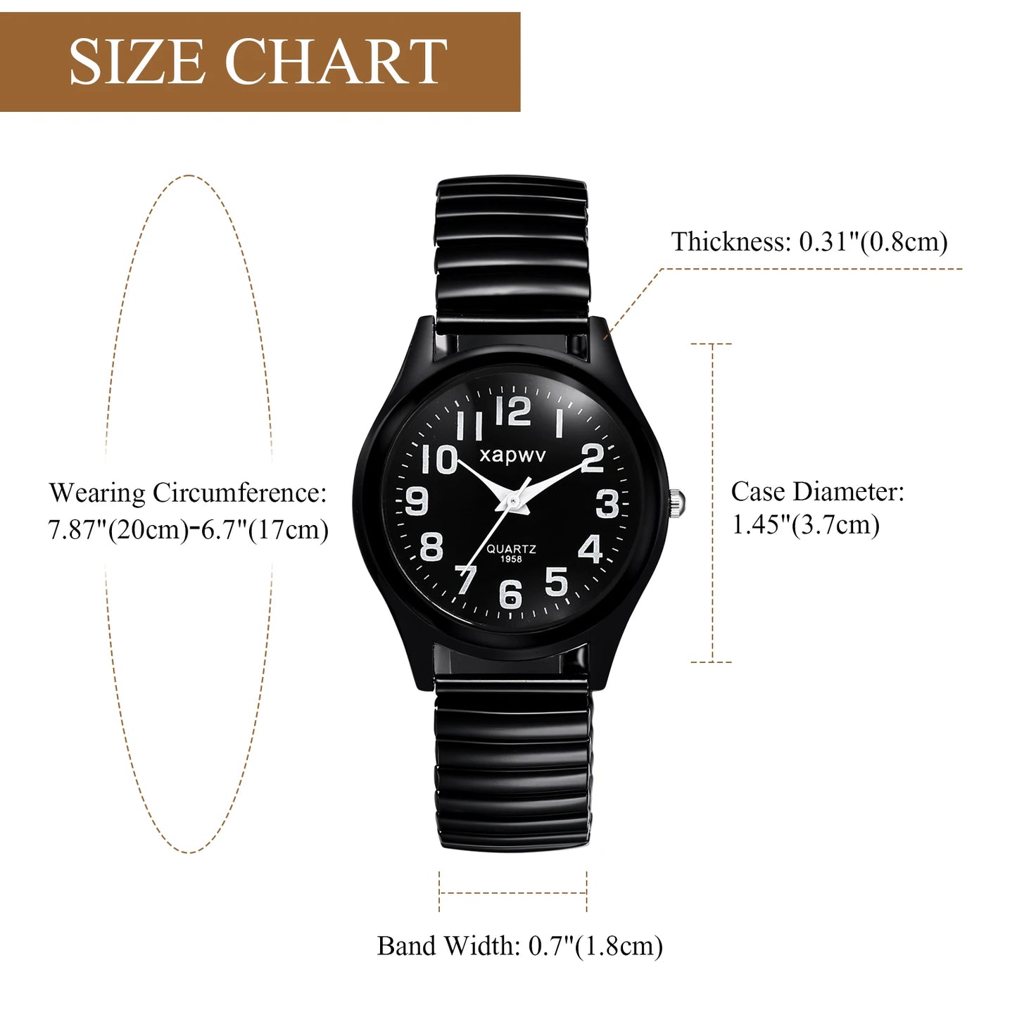 Elastic Strap Watch for Men Couples Clear and Easy Read Large Black Digital Hard Steel Strap Waterproof