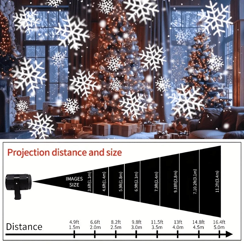 LED Snowflake Projection Light – USB Powered Rotating Winter Effect Decor