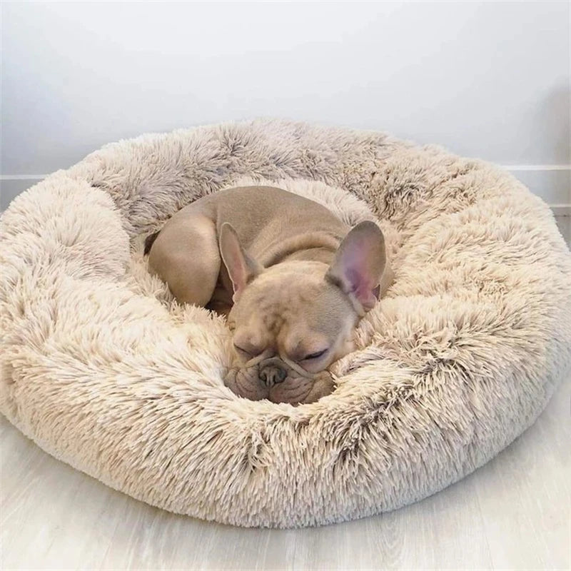 Round Plush Pet Bed – Super Soft Winter Sleeping Bed for Dogs and Cats (40–90cm)