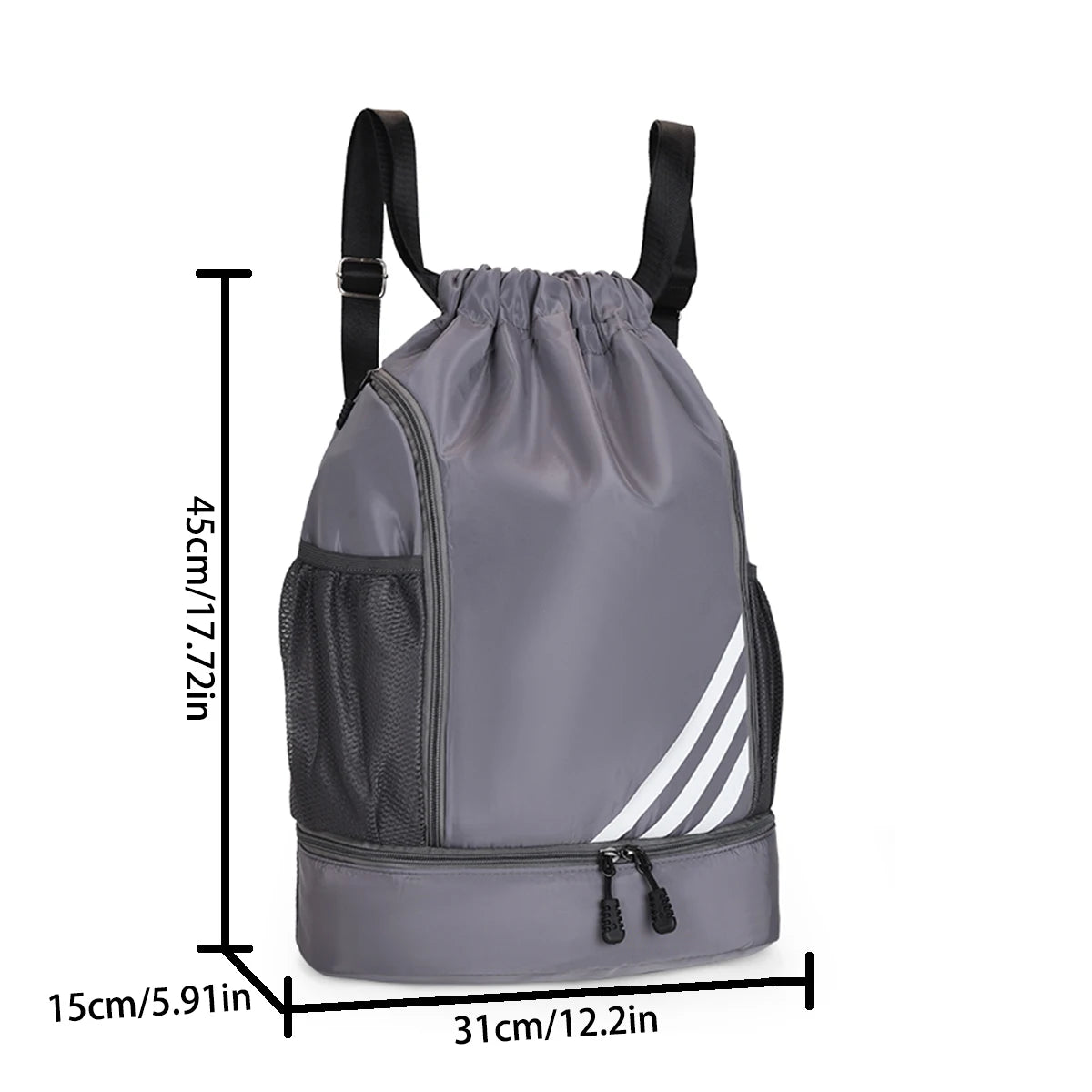 Sport Backpack Wet Dry Separation Compartment Ventilated Shoe Storage Oxford Drawstring Adjustable Straps Basketball Campus