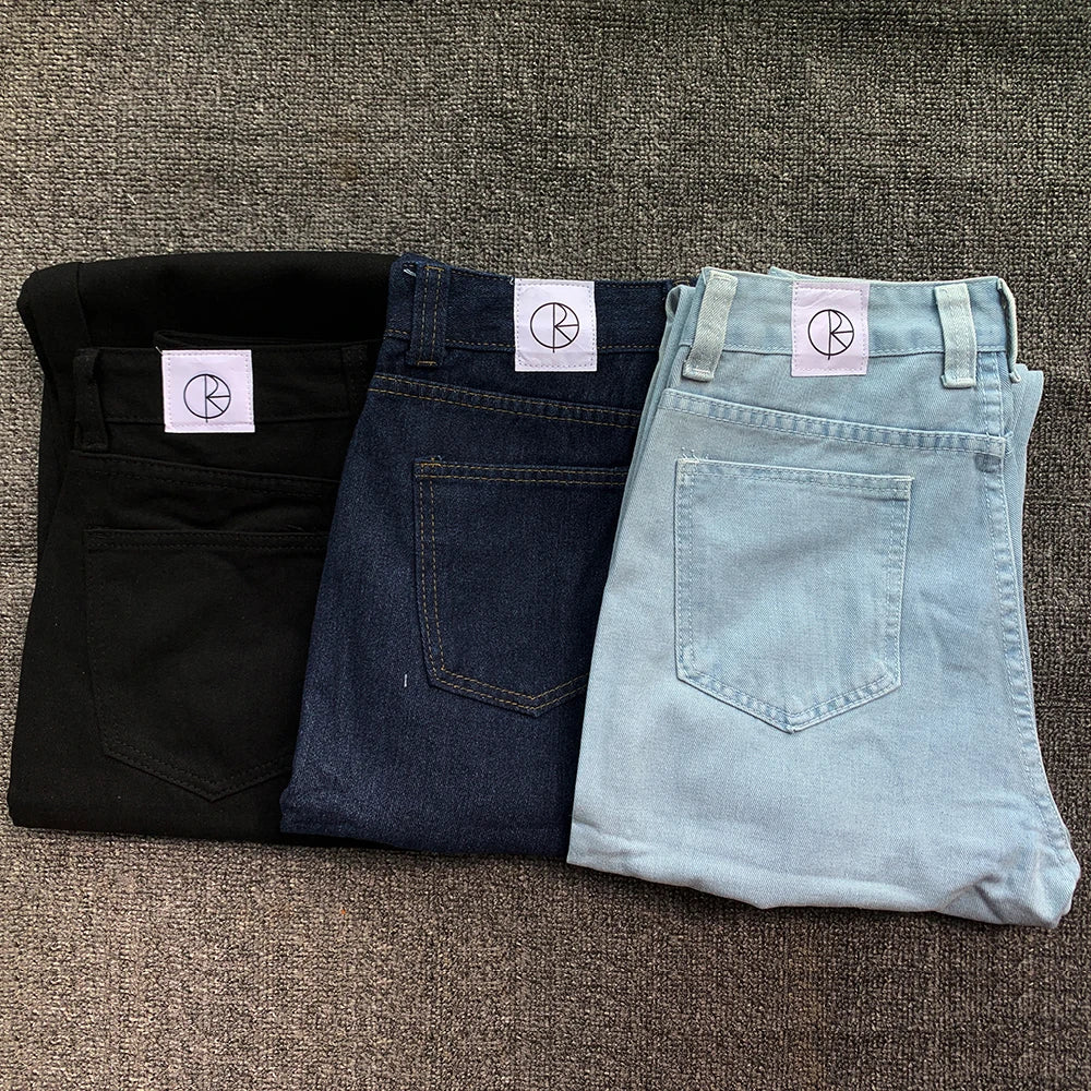 Y2K Embroidered Baggy Jeans For Women High Waist Denim Blue