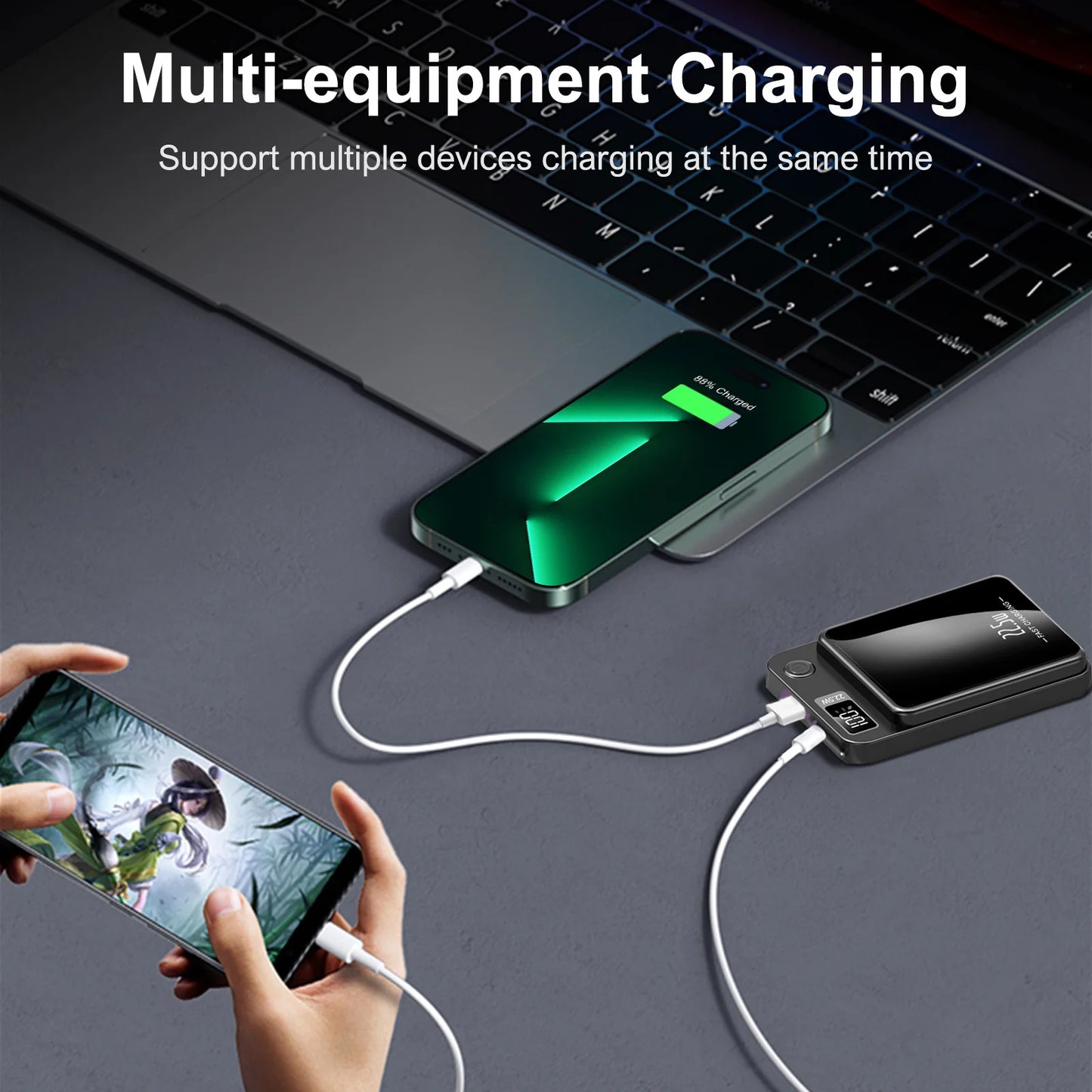 10000mAh Power Bank Magnetic Wireless Charger PD 22.5W Fast Charging for iPhone 15/14/13/12/Pro Max/Pro/Plus/Mini/ AirPods 3/2