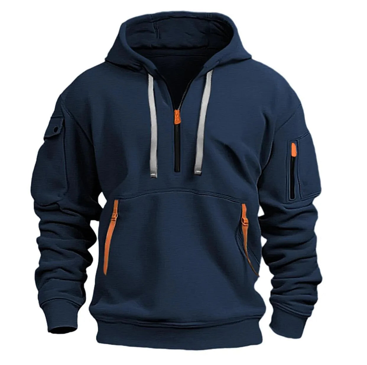 Autumn Men's Hoodies Multi-Pocket Zipper Placket Comfortable Casual Hoodies Pullover Sweatshirts Men's Hooded Sweatshirts
