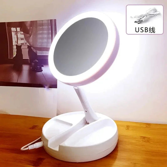 Travel LED Vanity Mirror – Foldable & Dual Power