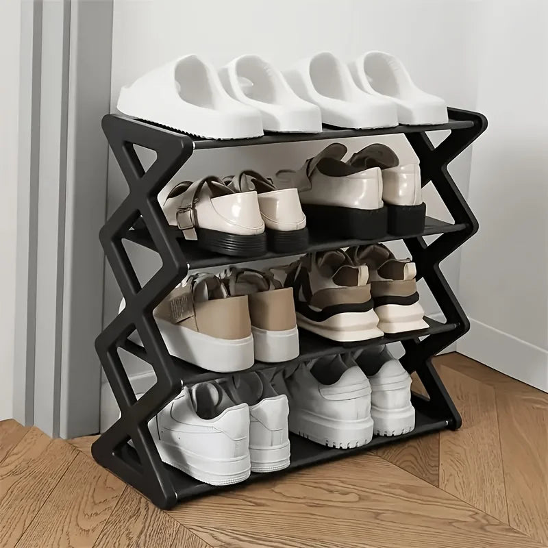 Four Layer Shoe Storage Rack PU Material Solid Color Holds 9 To 12 Pairs