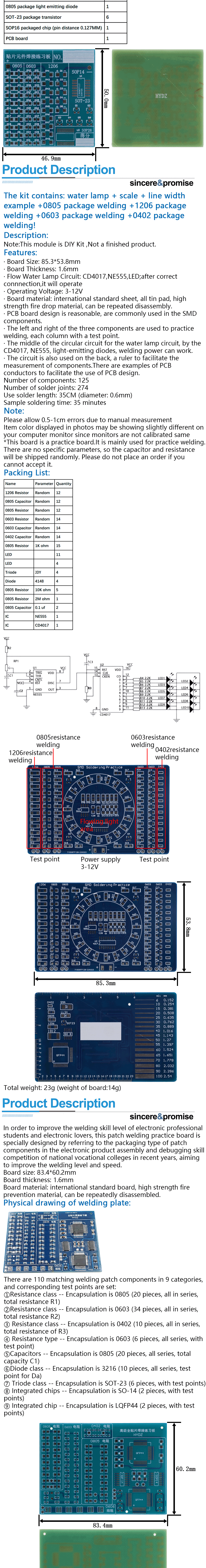SMD NE555 CD4017 Rotating Flashing LED Components SMT LQFP44 Soldering Practice Board Electronic Circuit Training Suite DIY Kit
